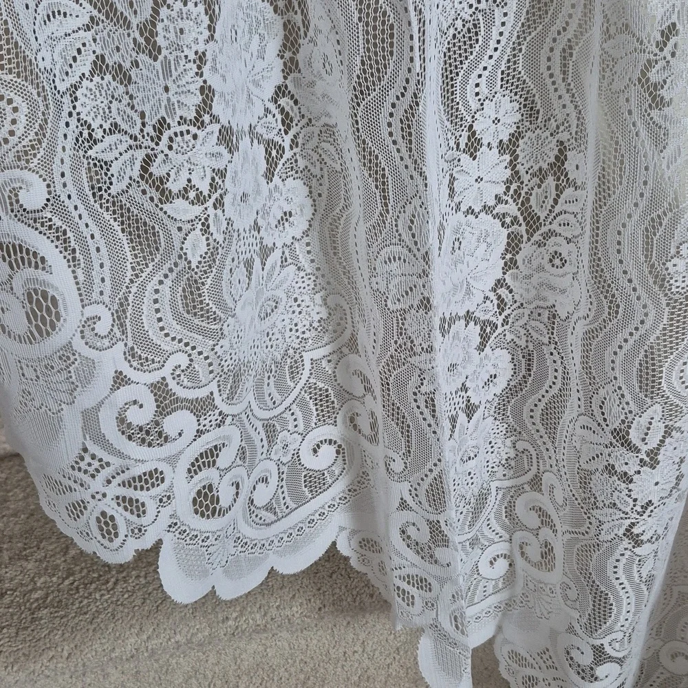 White Lacy Swag Curtains 1 Pair